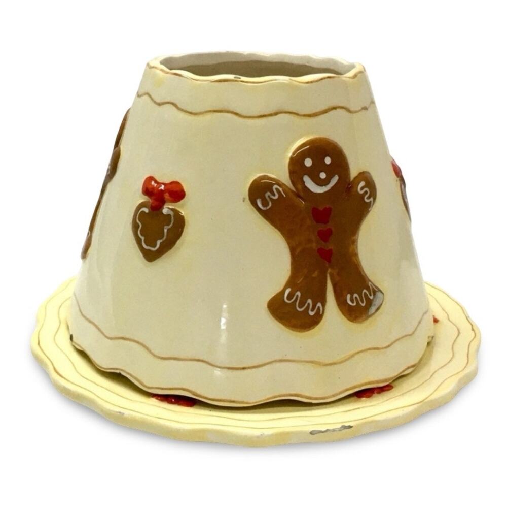 Votive chimney and plate, gingerbread man